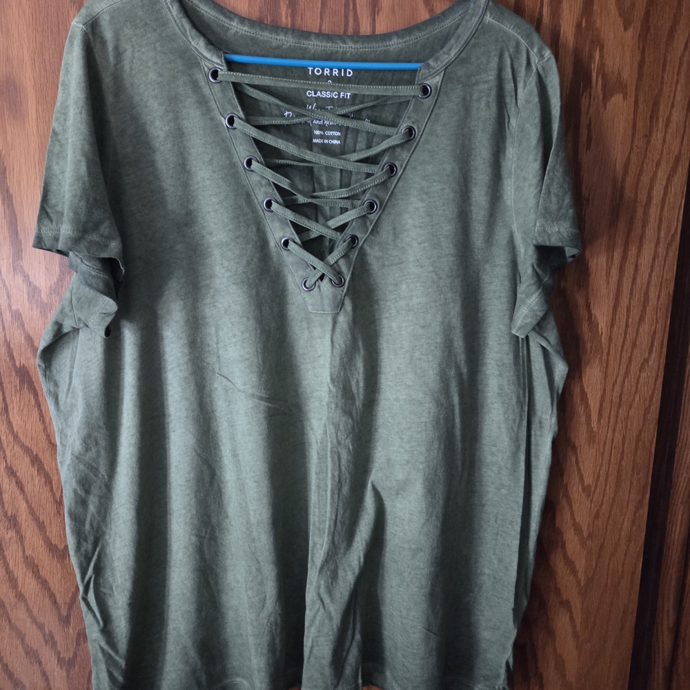 Torrid Women's Olive Lace-Up Top